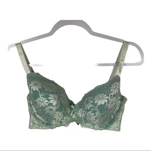 International Intimates Women Light Green Floral Flower Lace Underwire‎ Bra 36D